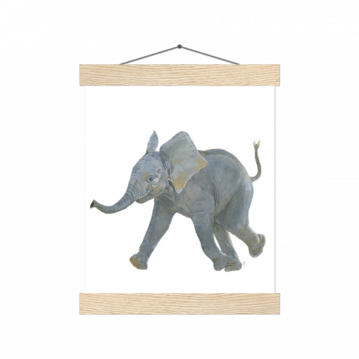01 Elefant Poster mit Holzleisten Matti Minou